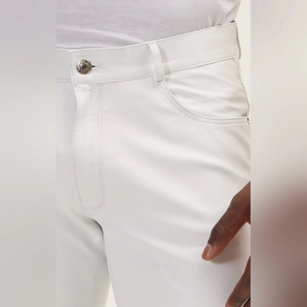 Ron Tomson Waist 30" White leather pants - Picture 4 of 12